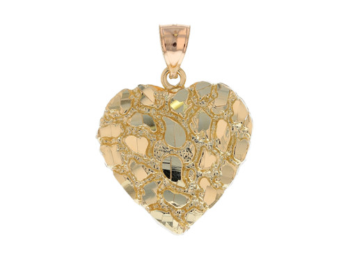 Primal Gold 14 Karat Yellow Gold Diamond-cut Nugget Heart Pendant with  18-inch Cable Rope Chain - Yahoo Shopping