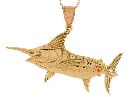 High Polish Cool Sword Fish Sea Life Aquatic Pendant (JL# P10787)