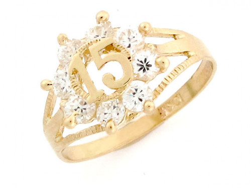 Simulated Birthstone 15 Anos Quinceanera Ring (JL# R2391)