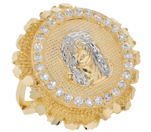 Accented Nugget Jesus Religious Mens Large Heavy Ring (SKU# R11973)