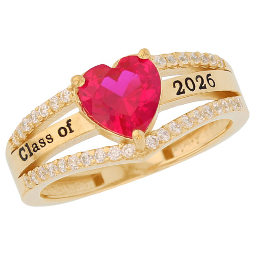 Birthstone Love Heart Design 2026 Women's Graduation Ring (SKU# R13871)