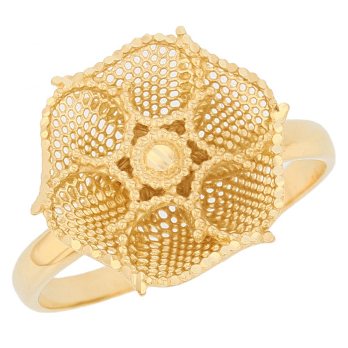 Mesmerizing Floral Filigree Womens Diamond Cut Flower Ring (SKU# R13955)