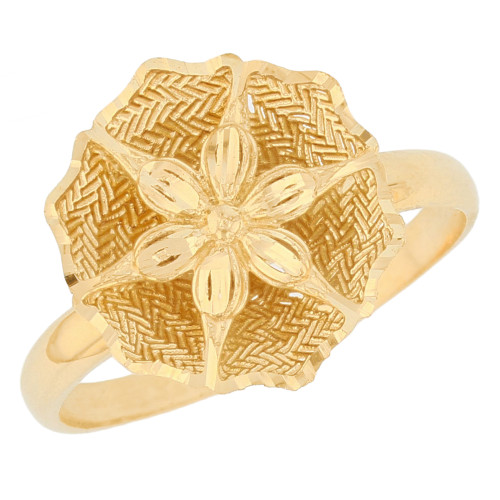 Eye-catching Floral Filigree Womens Diamond Cut Flower Ring (SKU# R13956)
