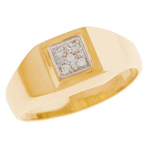 14k Two Tone Gold Diamond Mens Cluster Ring (SKU# R13169)
