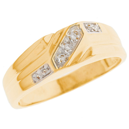14k Two Tone Gold Modern Diamond Mens Ring (SKU# R13166)