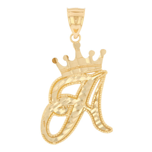 Regal Crown Design Diamond Cut Accent Initial Letter Pendant (SKU# P13636)
