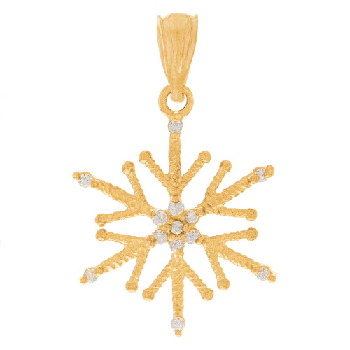 Cute Snow Flake with Brilliant CZ Accents Pendant (SKU# P13260)