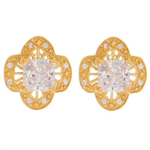 Elegant Floral Filigree Womens Brilliant Earrings (SKU# E13245)