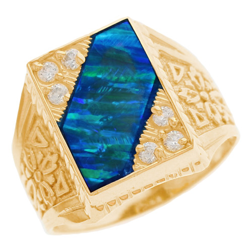 Elegant Simulated FIligree Design Mens Ring (SKU# R13364)