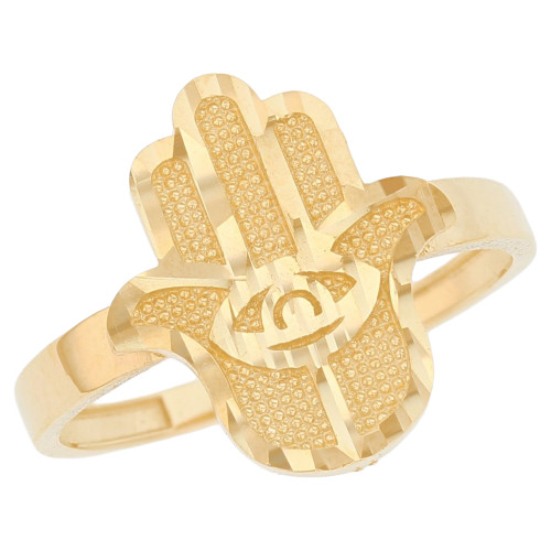 10k Yellow Gold Small Hamsa Womens Diamond Cut Ring (SKU# R14236)