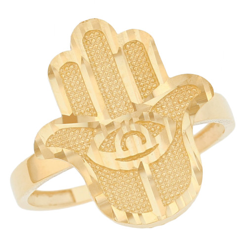 10k Yellow Gold Medium Hamsa Womens Diamond Cut Ring (SKU# R14235)