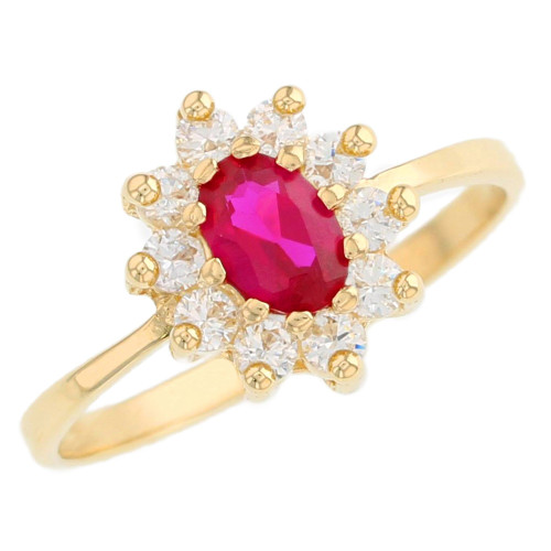 Gold White Oval CZ Simulated April Birthstone Ring Jewelry (SKU# R2348)