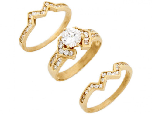 10k Yellow Gold White CZ Womens Duo Engagement Ring (SKU# D4220)
