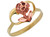 Two-Tone Diamond Cut Adorable Cute Rose Ladies Ring (JL# R10066)
