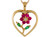 Bold Simulated Ruby Emerald and White CZ Heart Flower Pendant (JL# P9942)