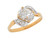 Two Tone Gold White CZ Ladies Elegant Bypass Ring (JL# R9313)