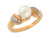 Two-Tone Gold Freshwater Cultured and White CZ Ladies Modern Engagement Ring (JL# R9011)