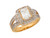 Two-Tone Gold Brilliant Split Shank Rectangular Halo Ladies Ring (JL# R8999)