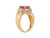 Two-Tone Gold Pink and White Topaz Ladies Split Shank Ring (JL# R8939)