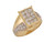 Two Tone Gold Cluster Wide Band Classy Ladies Ring (JL# R8647)