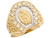 Two Tone Gold Face of Jesus Filgree Mens Diamond Cut Nugget Ring (JL# R8298)