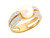 Two Tone Gold Freshwater Cultured Pave Set White CZ Split Band Ladies Ring (JL# R7845)