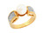 Two Tone Gold Freshwater Cultured White CZ Curled Ribbon Band Ladies Ring (JL# R7843)
