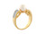 Two Tone Gold Freshwater Cultured White CZ Curled Ribbon Band Ladies Ring (JL# R7843)