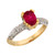 Two-Tone Gold Oval Cut Round White CZ Petite Ladies Ring (JL# R7623)