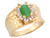 Simulated Green Cat's Eye White CZ Accent Wide Band Ladies Ring (JL# R7550)