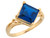 Square Cut Simulated Blue Sapphire Contemporary Ladies Ring (JL# R7545)