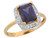 Two Tone Gold Rectangle Cut White CZ Pave Set Ladies Ring (JL# R7445)