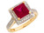 Two Tone Gold CZ Accent Birthstone Halo Ladies Ring (SKU# R7182)