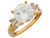 Round CZ Baguette Side Accent Fashion Engagement Ring (JL# R7155)