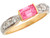 Two Tone Gold Pink Ice Octagon & White Round CZ Simulated Birthstone Ring (JL# R7099)