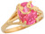 Pink Oval CZ Simulated Birthstone Split Shank Leaf Ring (JL# R7077)