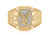 Two Tone Real Gold CZ Dollar Money Fancy Mens Ring (JL# R6333)