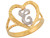 Two Tone Gold 1.36cm Fancy Script Letter Y Beautiful Heart Initial Ring (JL# R6124)