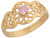 Real Gold Pink CZ Filigree Floral Antique Inspired Baby Girl Ring (JL# R5836)