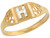 Two Tone Real Gold Diamond Cut Design Letter H Initial Band Ring (JL# R5580)