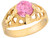 Gold Round Simulated Turmaline Birthstone Filigree Design Baby Ring (JL# R5490)