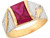 Real Two Toned Gold 1.82ct Red CZ Stylish Band Baby Ring (JL# R5419)