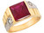 Real Two Toned Gold 3.14ct Red CZ Etched Band Childrens Ring (JL# R5417)