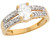 Two-Tone Gold Multi Line Oval CZ and Round Accents Engagement Ring (JL# R5102)