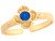 Yellow Real Gold Blue CZ Flower Cute Fun Womens Toe Ring (JL# H4625)