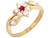 Yellow Real Gold White Red CZ Cute Floral Womens Ring (JL# R4202)