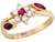 Yellow Real Gold White Red CZ Cute Floral Womens Ring (JL# R4198)