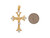 Two-Tone Gold Forked Cross Modern Diamond Cut Hearts Crucifix Charm Pendant (JL# P4092)
