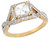 Two Toned Real Gold Square Stylish Engagement Womens Ring (JL# R4049)