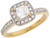 Two Toned Real Gold Square Engagement Womens Ring (JL# R4044)